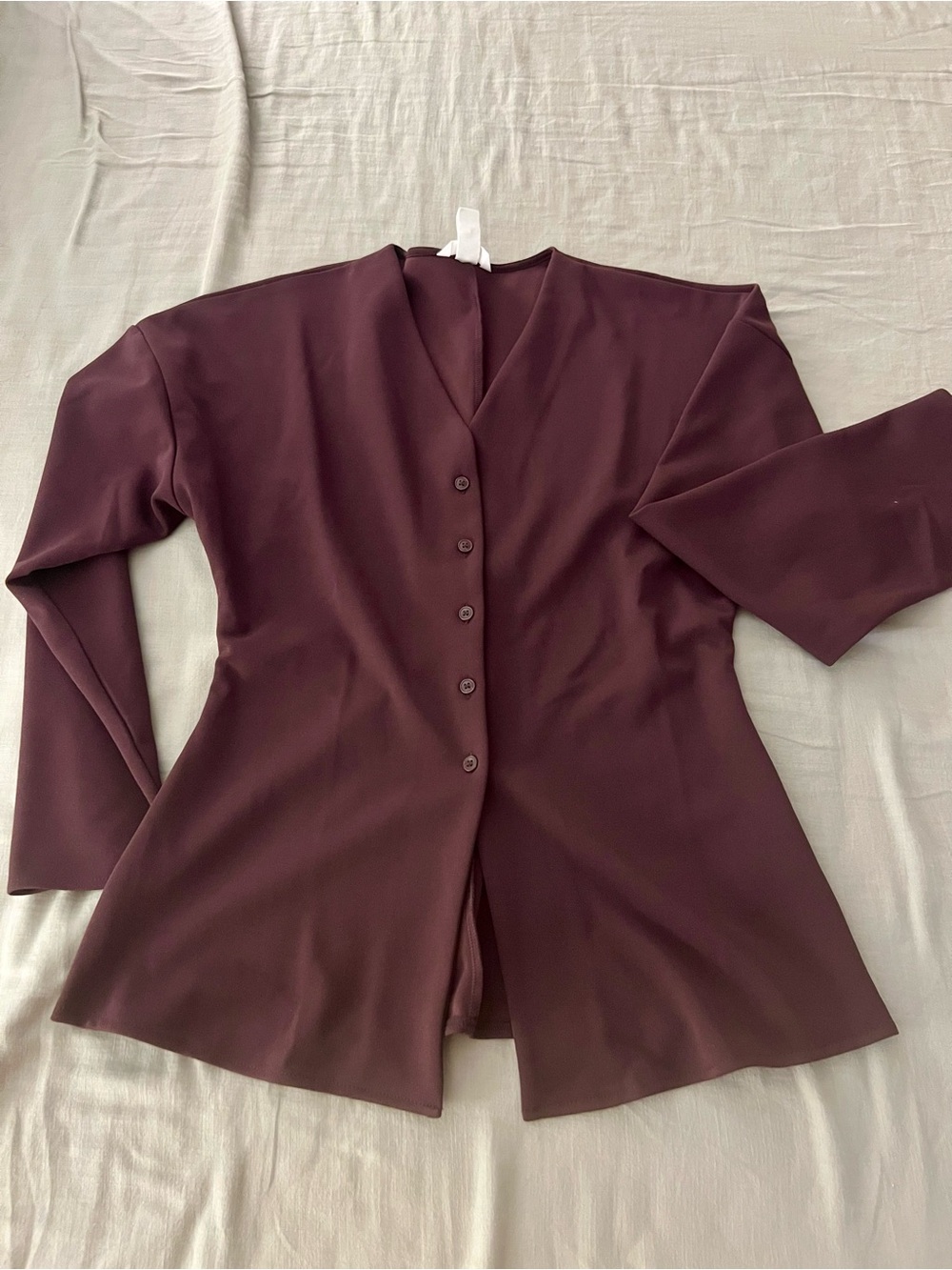 H&M Women's Button-Front Top in Deep Wine
